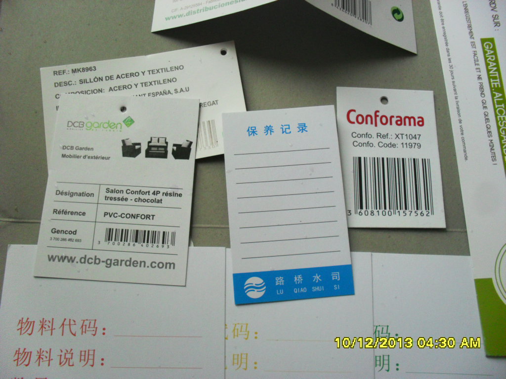 Price tag Warehouse tag Bag Elevator certificate Circulation card Cargo label tag custom