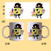 SpongeBob SquarePants Anime Teacup Cartoon Cartoon Mug Cup Cốc nam và nữ Cup trẻ em những hình dán cute