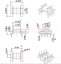 Transformer inductance skeleton efd15 horizontal 4 4 row spacing 13 8 gauge 3 75