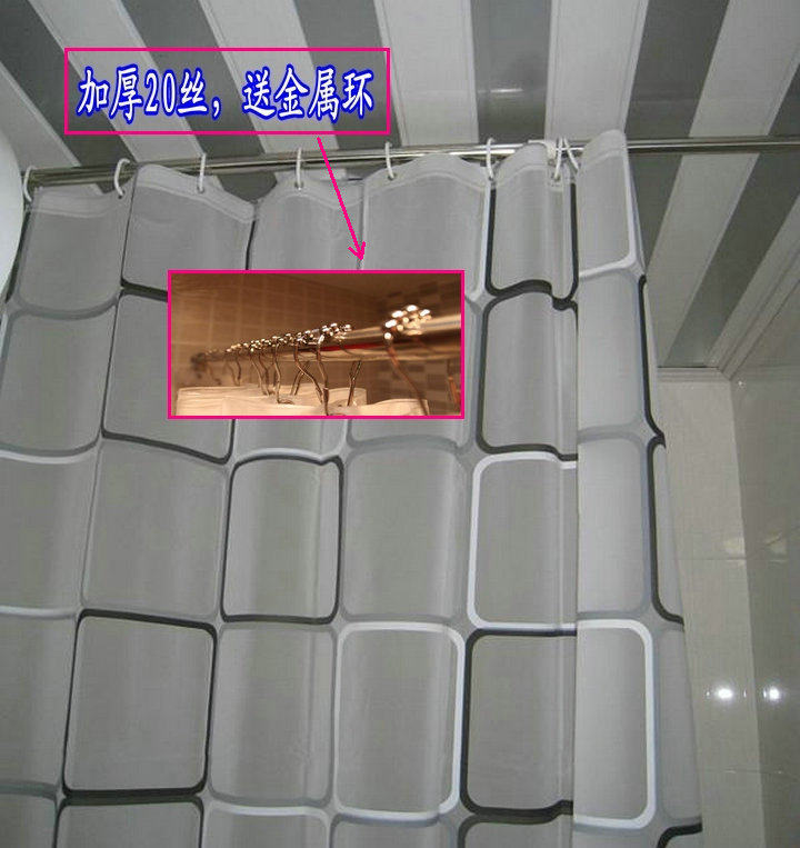 Recommended 20 silk thickened pvc classic European black square new environmentally friendly waterproof and mildew-proof shower curtain partition powder room