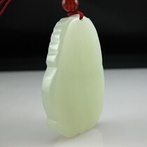 (Lingde Jade) Xinjiang Hetian jade green white jade safe and sound card hanging mens Jade card