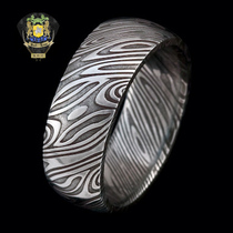 Swedish powder jewelry grade Stainless Damascus steel ring--WangState PD-15