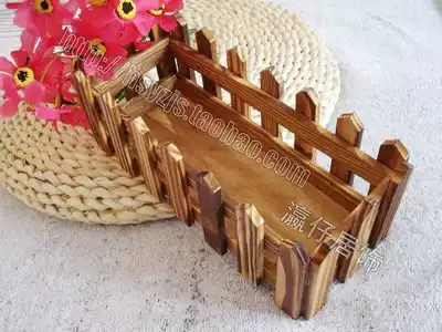 Fashionable simple flowerpot fence pastoral carbon black solid wood flower stand wooden fence 21cm flower arrangement flower slot