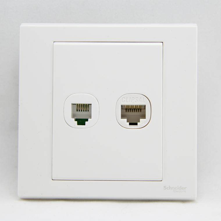 Schneider switch socket panel Ruyi Series Double Phone Socket EV52TS white