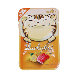 波奇网 宠物猫零食黑沙LuckyCat玉米金枪鱼味20g猫鲜封包猫咪食品