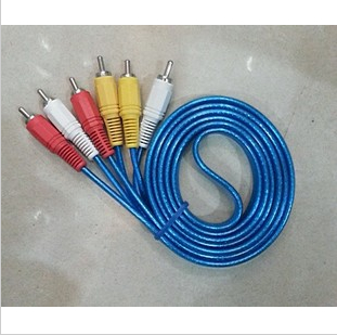 High quality 1 5 m blue transparent AV line 3 pairs 3 AUDIO AND VIDEO WIRE TRIPLE LOTUS WIRE ONBOARD BOX LINE