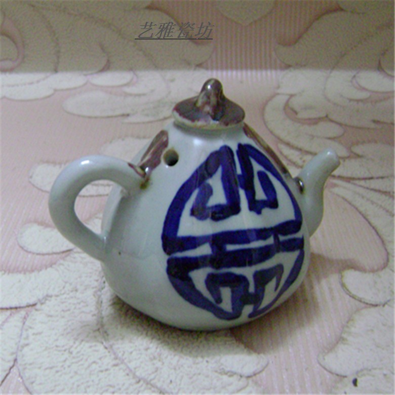 Jingdezhen Antique Porcelain Small Blue and White Underglaze Red Pot-shaped Water Drop Antique Porcelain Antique Antique Collection Study Room