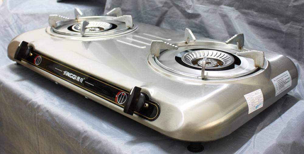 New luxury stainless steel biogas liquid gas double-mouth gas stove streamlined biogas double-mouth gas stove stainless steel biogas cooker