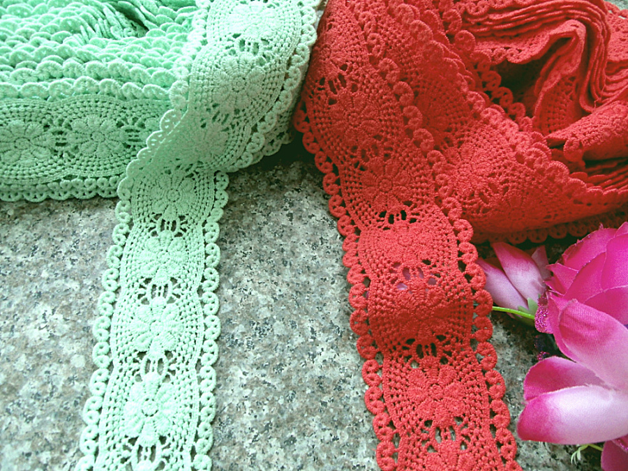 New 6 5CM light green orange red cotton line water soluble floral side diy handmade clothing accessories $1 m