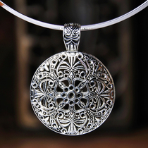 New Year Valentines Day Gift Vintage Chinese Style Seedlings Silver Skeleton Engraving Big Brand Collar Women 045