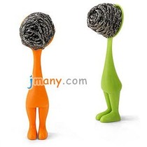 Creative Gift Happy Pan Brush Wash Kitchenware Little Man Kitchen Brush Pan Brush Humanoid Clean Iron Ball Brush