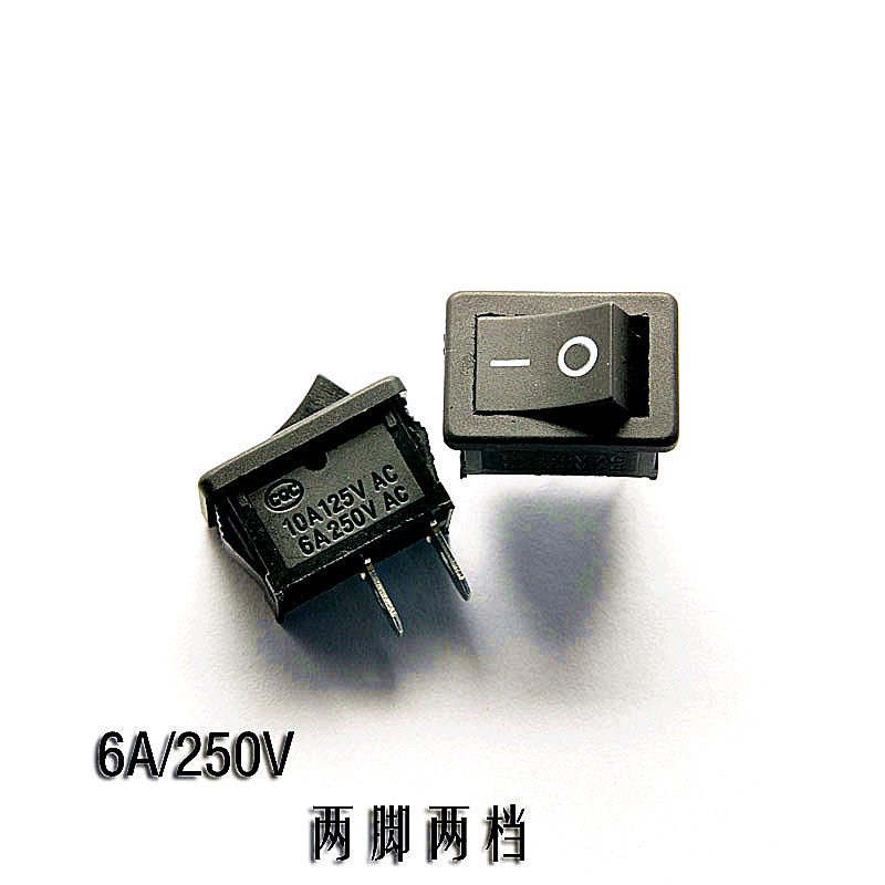 Rocker switch wane power switch KCD1-101 black 2 feet 2 stalls 6A 250V