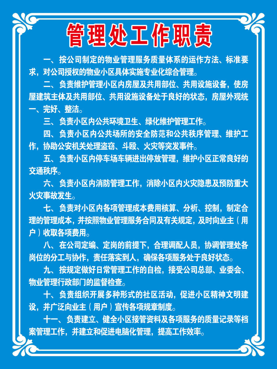670海报印制展板素材788物业公司管理处工作职责