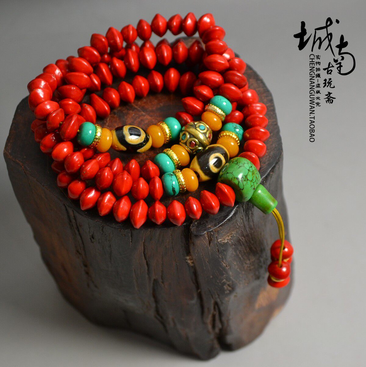 Natural red heart blood bodhi seed 108 child Buddha beads rosary bracelet necklace dzi beads turquoise sweater chain birth year