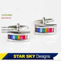 Rainbow Mens Colorful Cufflinks Fashion Cuff Stud French Shirt Button Gift Box XK1704