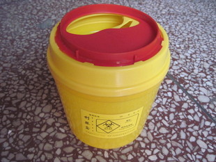 4L round box Yellow medical box sharp box Medical waste trash bin