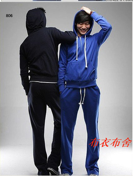 New men's plus size Korean style casual loose long-sleeved hooded sweatshirt trousers sports suit can customized