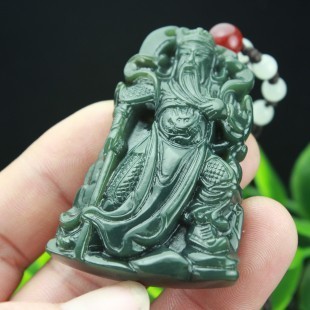 Xinjiang Hetian Yuguangong pendant male blue jade Wushen Moyu Pei jade necklace pendant with certificate