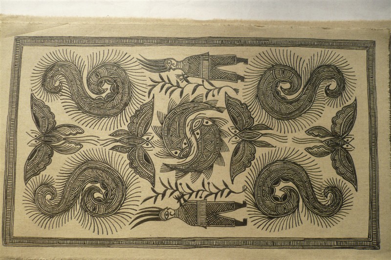 Guizhou wax and dyeing wax painting ancient pattern flower and bird pattern fish worm pattern ordering garbly pure handmade batik custom