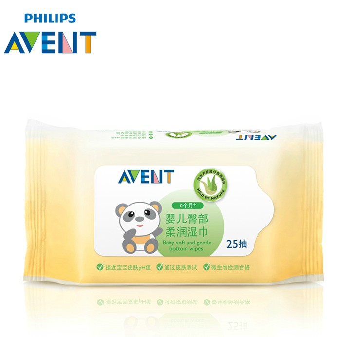 飞利浦 AVENT 婴儿臀部柔润湿巾屁屁柔肤湿巾纸 25抽 SCF986/11