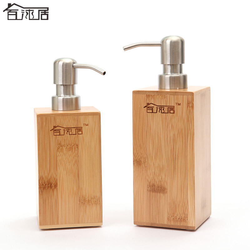 百沐居竹乳液器酒店洗手液瓶沐浴露洗发水分装瓶子不锈钢按压嘴泵