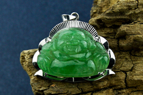 (Poly-Treasure Loft) Emerald Old Pit A Cargo Inlaid Platinum Full Cuisto Ice Breed of Ping An Buddha Pendant Pendant