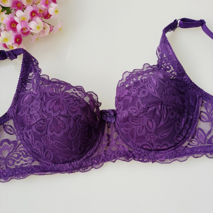 Summer Ultra-Thin Breathable Sexy Comfortable Lace Push-Up 7590B Cup Full Cup Women's Underwear Thin Bra