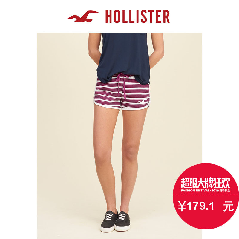 Hollister 2016春装新款标识抓绒短裤 女 114864