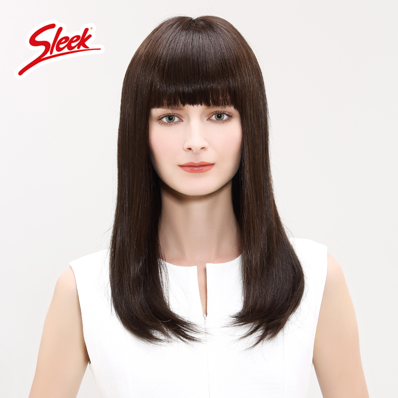 sleek假发时尚女 中长发 齐刘海长直发 梨花头 修脸逼真发套0322