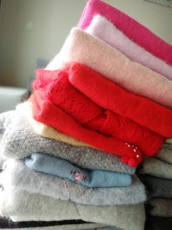 Angora Rabbit Fur Embroidered Sweater