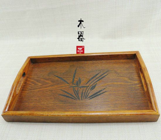 Wood Tray Tea Tray With Tea Tray Coffee Tray Coffee Tray Retro Large Solid Wood Made Dinner Plate Rectangular Hotel-Taobao