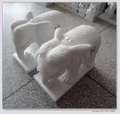 Absorbing town house feng shui elephant craft gift decoration white marble auspicious Elephant Stone carving Elephant Boutique ornaments