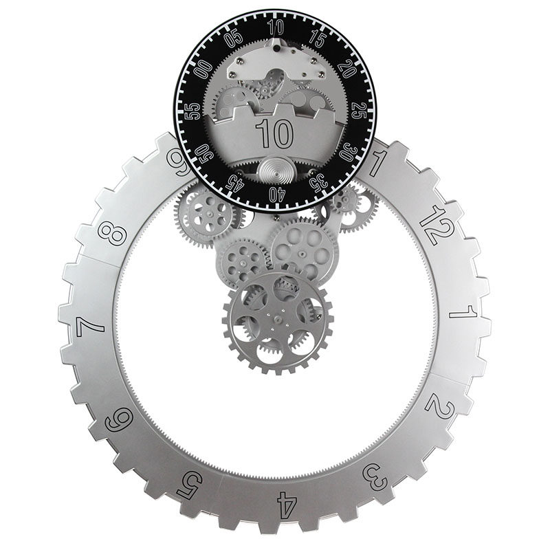 Brilliant Creative Hollowed-out Triangle Large Hanging Gear Bell Living Room Eu Style Home Brief Mechanical Timepiece New Residence Decoration