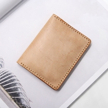 Slow work plant tanning first layer cowhide wax leather card bag drivers license card holder drivers license clip leather can be put photo pure handmade