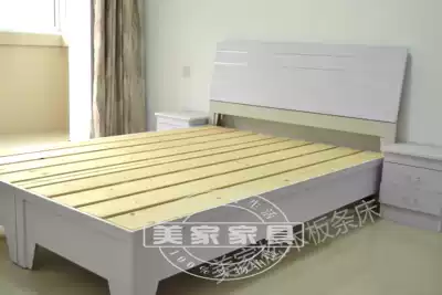 Pine slat double bed complete set of beds plus wardrobe high box bed Solid wood slat bed Zhengzhou free delivery