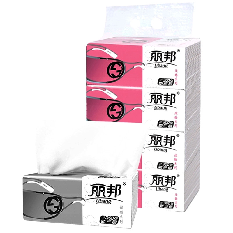 【天猫超市】丽邦 抽纸 护理面巾纸3层100抽*4包短幅 129mm*180mm