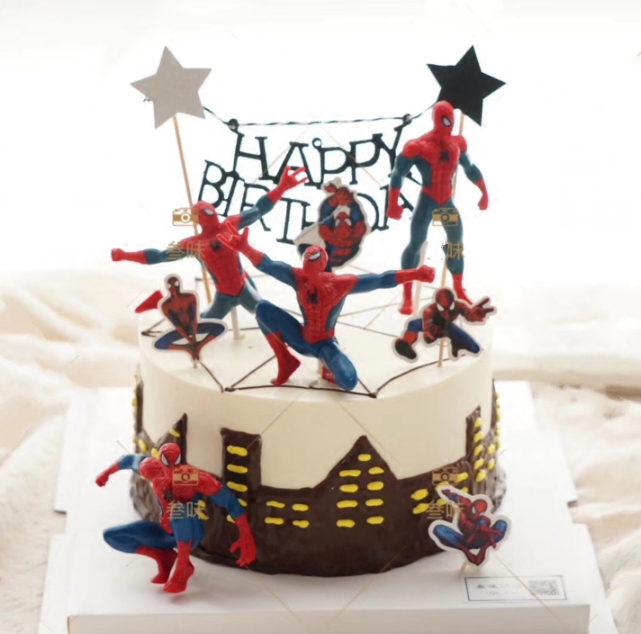 Cake Decoration 7 extraordinary Spider - Man Swing Pieces Toy Model Doll Model for Birthday Gift