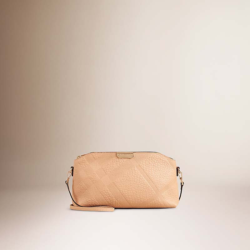 BURBERRY/博柏利小号格纹压花皮革手拿包 40122541