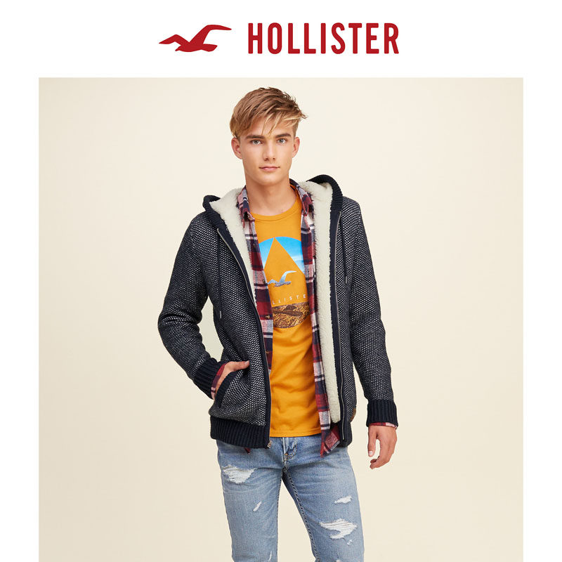 Hollister 羊羔绒里衬图案帽衫卫衣 男 113646