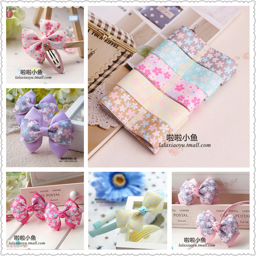 Small floral ribbon ribbon hair band ribbon bow hair accessories hair accessories hair clip DIY material accessories accessories