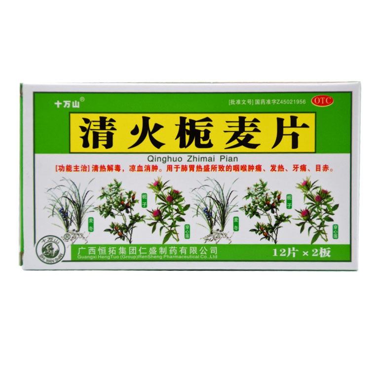 十万山 清火栀麦片 24片 口舌生疮 牙龈肿痛 咽喉疼痛Q