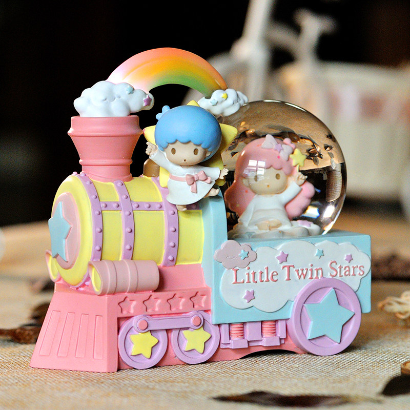 JARLL Music Box Twin Neutron Stars Train Water Crystal Ball Eight-tone Cartridges Light Send Girls Girlfriends' Queen's Festival Presents