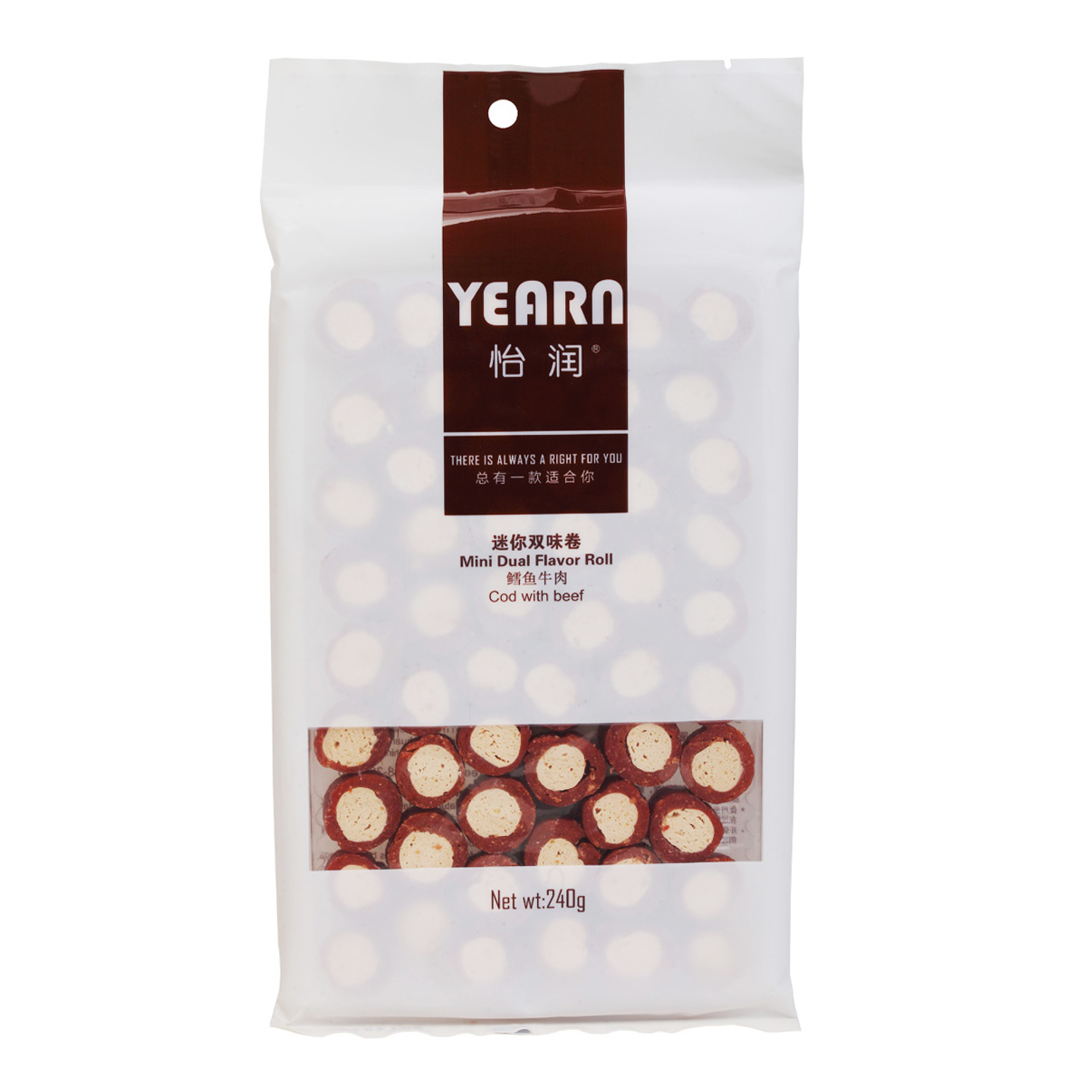 波奇网 宠物狗零食怡润犬用迷你双味卷鳕鱼牛肉240g狗狗磨牙零食