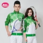 Trang phục thể thao nam và nữ mới phù hợp với kích thước lớn tay áo dài màu xanh lá cây thể dục nhịp điệu quần áo phù hợp với phong cách thể thao nữ quần áo thể thao nam mùa đông