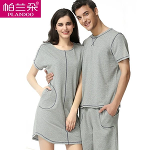 Palando couple đồ ngủ mùa hè người đàn ông mỏng của T-Shirt shorts dịch vụ nhà phù hợp với vòng cổ ngắn tay của phụ nữ home nightdress