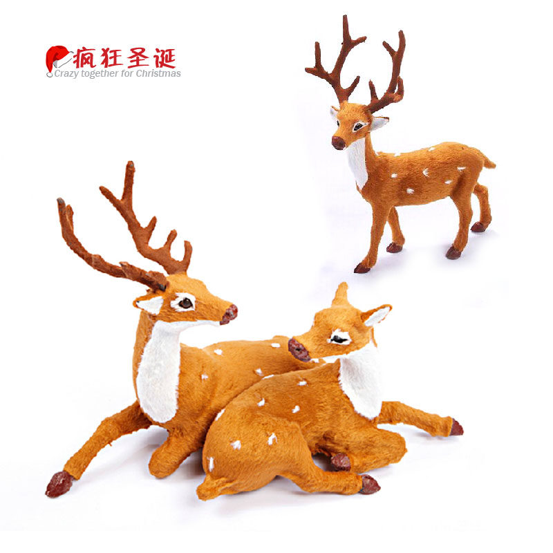 Decorative Christmas Deer Ornament Plush Christmas Simulation Deer Doll Christmas Decoration Gift Couple Deer Decoration
