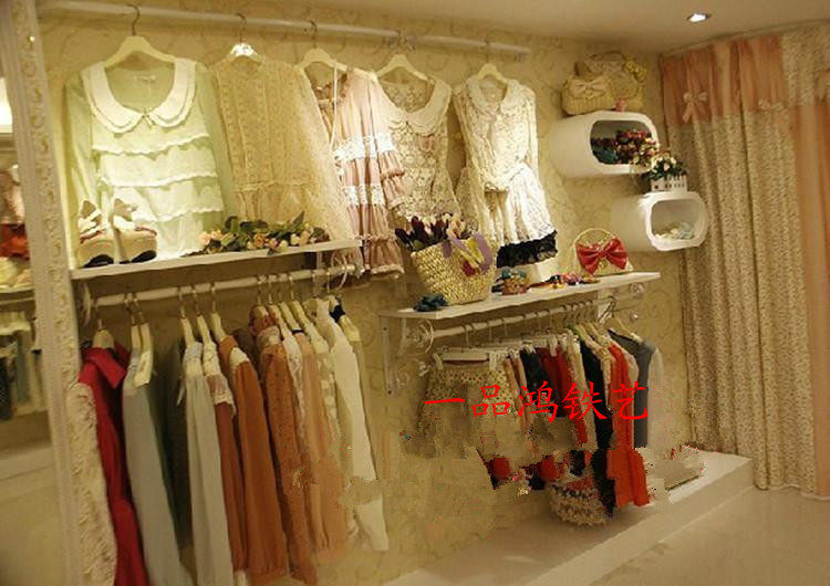 Wrought iron New hanging metal hanging wall display wall hanging shoe bag rack clothing store hangers pajamas shelves