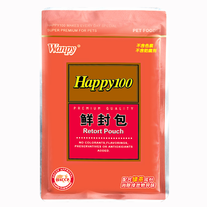 波奇网 猫零食顽皮Happy100猫用鲜封包系列鸡肉鳕鱼汤汁80g猫湿粮