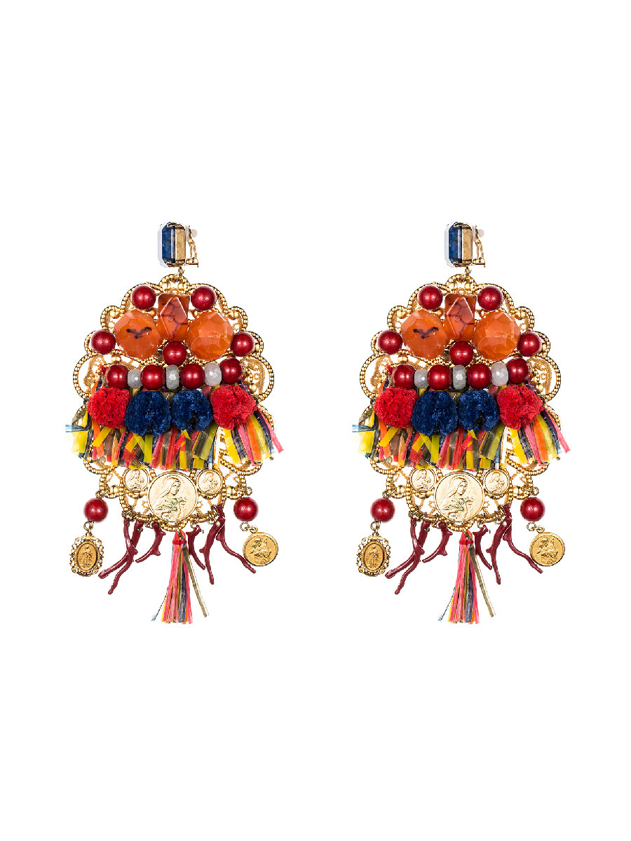 Dolce&Gabbana 彩色晶钻钱币流苏饰耳坠