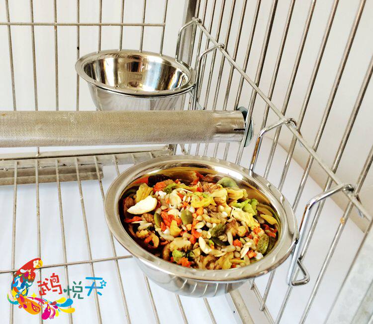 Parrot Stainless Steel Eclipse of the Bowl Eclipse of the Bowl Feeding Trough the Bird Cage Bird Cage Accessories